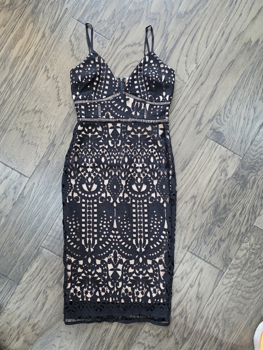 Gianni Bini Black Illusion Lace Midi Dress